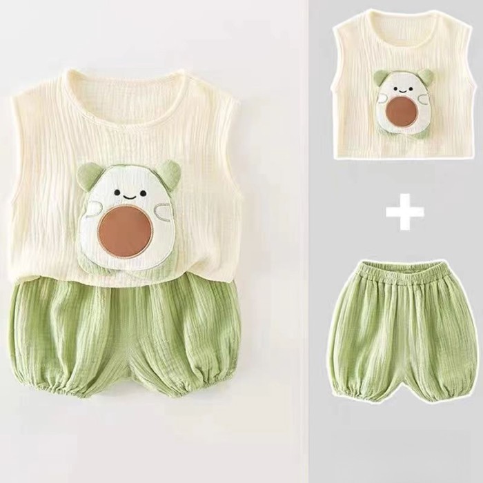 Bộ đồ ngủ cho bé gạc quần áo mặc ở nhà Bộ đồ hai mảnh cho bé 1 tuổi rưỡi bộ đồ mùa hè xẻ mỏng