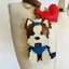 Handmade Da Cừu Ins Túi Mặt Dây Chuyền Chó Yorkshire Móc Khóa Xe Da Dễ Thương Mặt Dây Chuyền