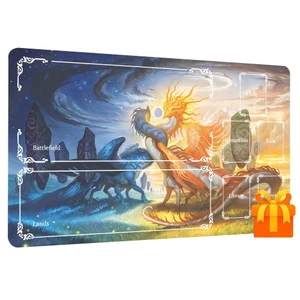 Thảm chơi Game thẻ giao dịch Celestial Reunion TCG / CCG có bố trí thẻ vùng & Đế cao su chống trượt - Bàn di chuột 24x14 Inch Thích hợp để chơi Game trên bàn, Tương thích với bàn phím