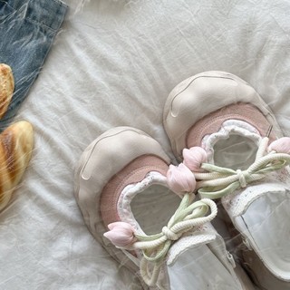 dép xỏ ngón mùa hè mới, giày nữ thông thường đa năng, đế siêu dày hoa tulip dễ thương, giày tăng