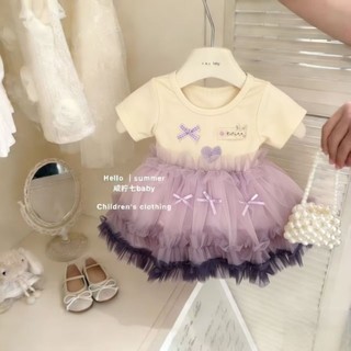 Váy gạc bé váy mùa hè siêu cổ tích cho bé mùa xuân cổ tròn ngọt ngào