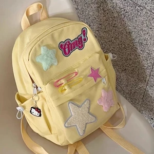 Campus Sweet Hot Girl Sữa Ngôi Sao Vàng Schoolbag Màu Hồng Và Trắng Màu Sắc Tương Phản Họa Ti