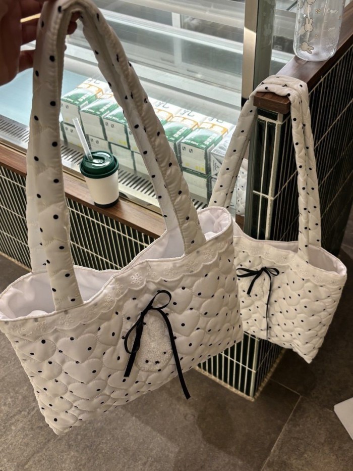 Phong cách Hàn Quốc chấm bi tình yêu cotton Miffy Túi đeo vai đa năng dễ thương Túi đeo vai t