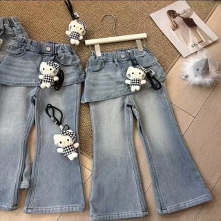 Quần jean có rèm che mông cho bé gái quần xuân thu bé gái quần bootcut bé gái quần ôm mùa xuân thu