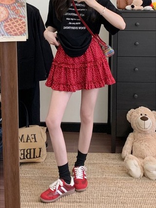 Váy chấm bi đỏ size cho nữ, váy hè đẹp, lưng cao, giảm béo, váy tutu bánh chữ A