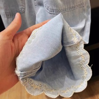 Bé Gái Thời Trang Đa Năng Denim Quần Chín Điểm Mùa Hè Mới Phong Cách Hàn Quốc Bé Viền Ren Mỏn