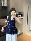 Thiết kế hot girl cổ chữ V in hình áo dây cổ yếm cho nữ mùa hè mới ngọt ngào giảm béo eo nụ h