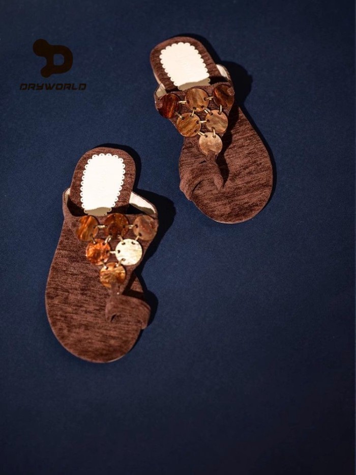 Lan ~ Dép xỏ ngón cao cấp Nữ Mùa hè Phong cách mới Dép bên ngoài phẳng Slip-On Slipp