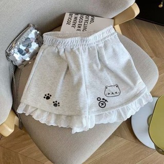 Quần short trẻ em cỡ vừa và lớn phối ren mùa hè dễ thương cho trẻ em quần dài ống rộng đa năng