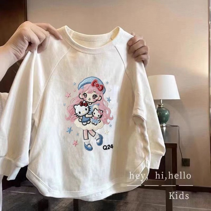 Bé Gái Xuân Thu Hoạt Hình Đáy Cotton Áo Sơ Mi Phong Cách Phương Tây Lớn Trẻ Em Dài Tay Mặc Mùa T