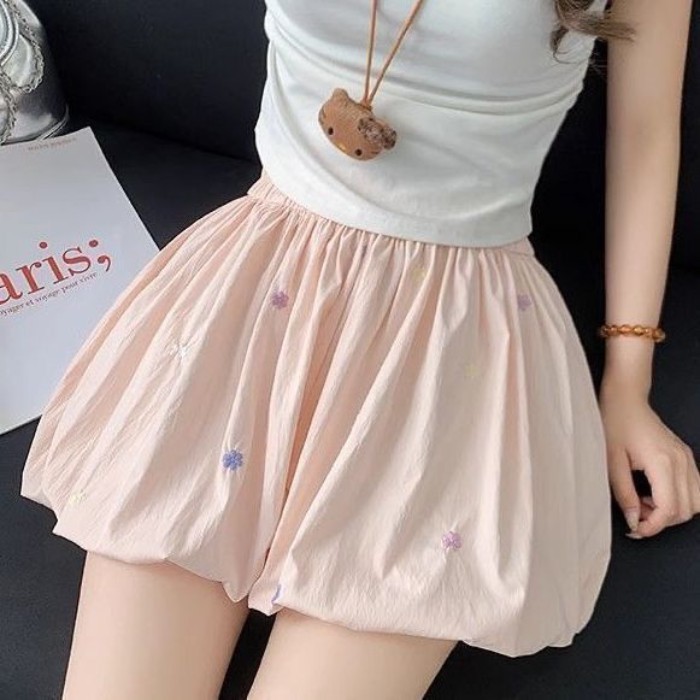 Màu Hồng Ngọt Ngào Nụ Hoa Quần Nữ Mùa Hè Mỏng Mới Cao Cấp Quần Short Lông Tơ Ngọt Mát Phong Cách