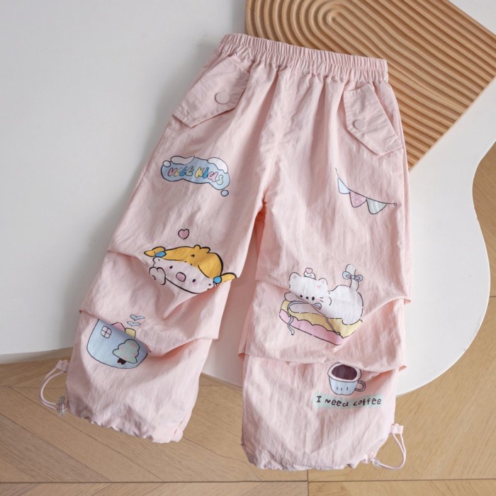 Mori Girls Xuân Hè Bé Gái Chống Muỗi Quần Mới Hoạt Hình Thời Trang Trẻ Em Graffiti Chân Áo Li