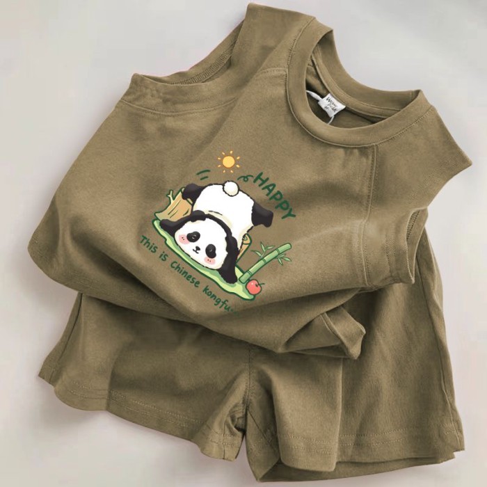 Bộ đồ thời trang bé trai và bé gái mùa hè mới cotton nguyên chất hoạt hình trẻ em áo vest Áo