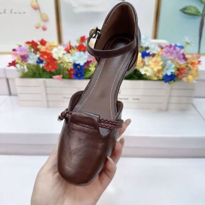 Giày sandal mũi nhọn da mềm cổ tích mùa hè dành cho nữ, phong cách cổ điển thoải mái, thời trang và