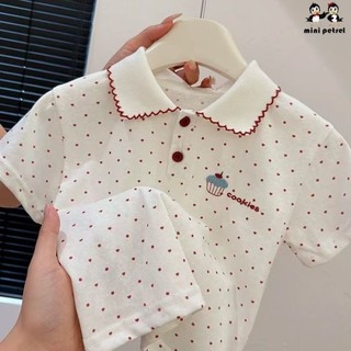 Bé gái mùa hè yêu thích áo thun ngắn tay chấm bi áo sơ mi POLO chấm bi dễ thương cho trẻ em