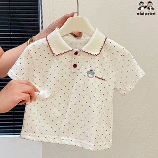 Bé gái mùa hè yêu thích áo thun ngắn tay chấm bi áo sơ mi POLO chấm bi dễ thương cho trẻ em