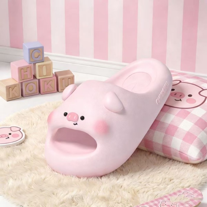 Dép hoạt hình hình heo Pippi dễ thương dành cho nữ đi tắm tại nhà, Dép sinh viên nổi tiếng trê