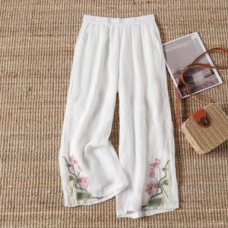 Quần ống rộng thông thường phong cách Trung Hoa dành cho nữ mùa hè phong cách quốc gia phong các