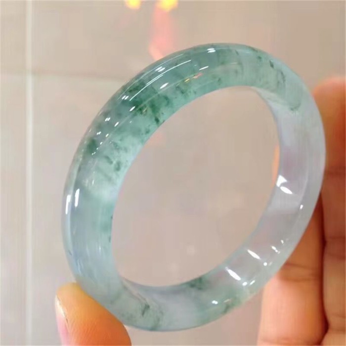 Vòng tay ngọc tự nhiên Hoa nổi Thanh tròn Vòng tay ngọc bích Nữ