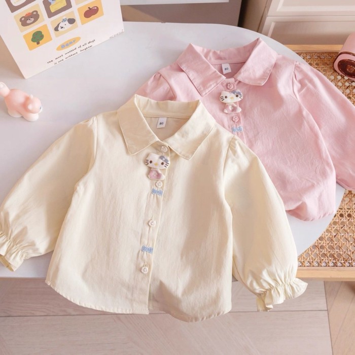 Bé Gái Hoạt Hình Dễ Thương Áo Sơ Mi 26 Xuân Thu Phong Cách Mới Áo Sơ Mi Cardigan Bé Gái Nguyên C