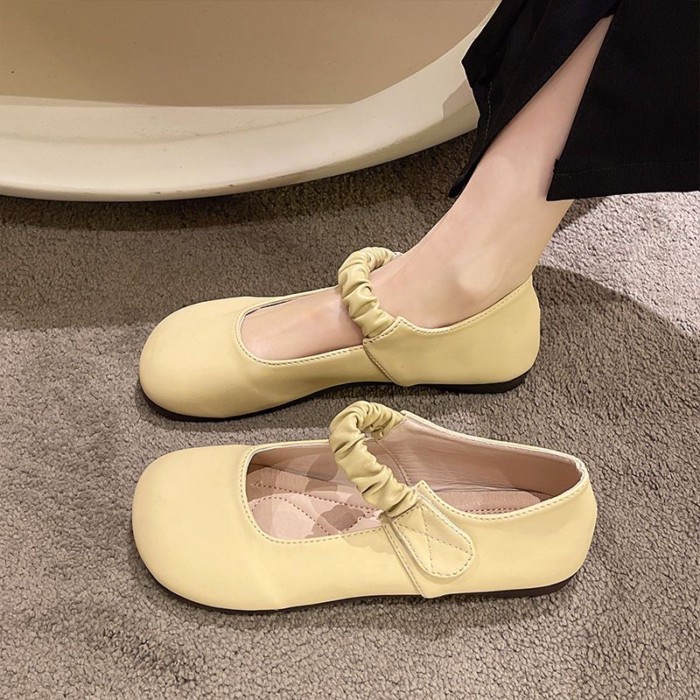 Giày đế bệt cho nữ mùa xuân hè phong cách buổi tối đa năng, giày Mary Jane đế mềm thời trang phối v