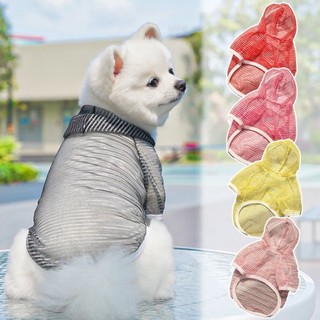 [Hàng có sẵn] Quần áo chống nắng có mũ trùm đầu bằng lưới mỏng mùa hè dành cho chó Quần áo thú cưng nhẹ thoáng khí chuyên dụng 1-8,5kg