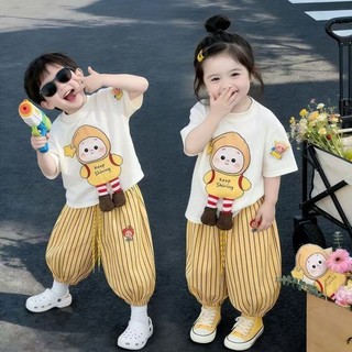 Bộ quần áo ngắn tay mỏng thời trang mùa hè dành cho bé trai và bé gái Bộ đồ nửa tay hoạt hình dành