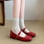 Cô Gái Ballet Một Khóa Flat Giày Ba Lê Bên Trong Tăng Chiều Cao Giày Đơn Mũi Vuông Đầu Xuân P