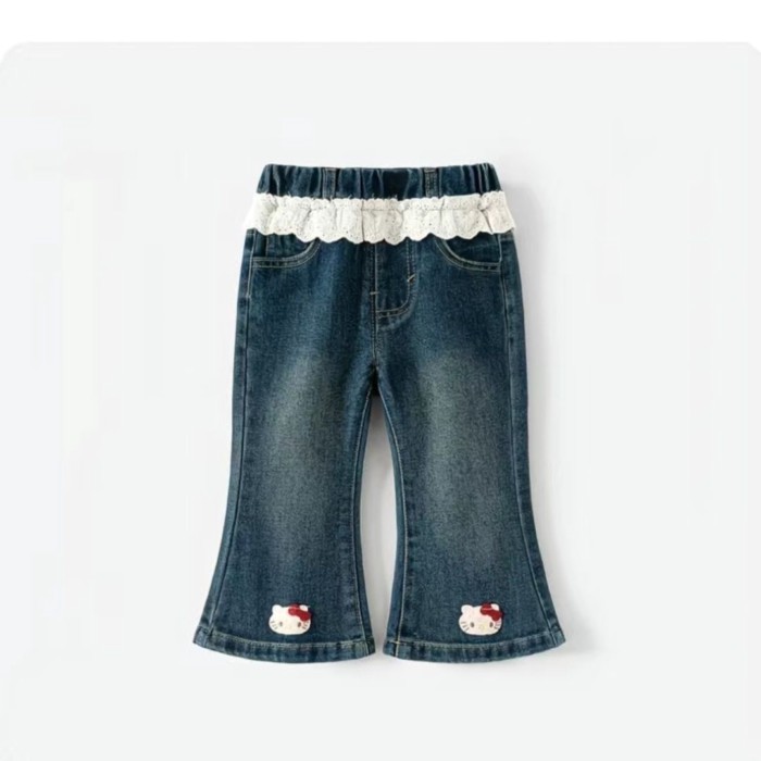 Quần bé gái, quần dài thời trang thường ngày cho bé, quần ống loe denim cho trẻ em