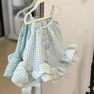 Áo vest bé gái mùa hè kẻ sọc nơ ngọt ngào váy bé gái Hàn Quốc dễ thương