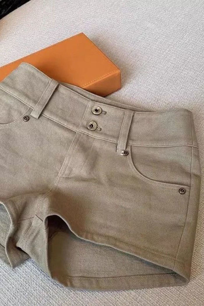 Quần Short Lười Kaki Denim Tăng Cường Ôm, Phù Hợp Xuân Hè