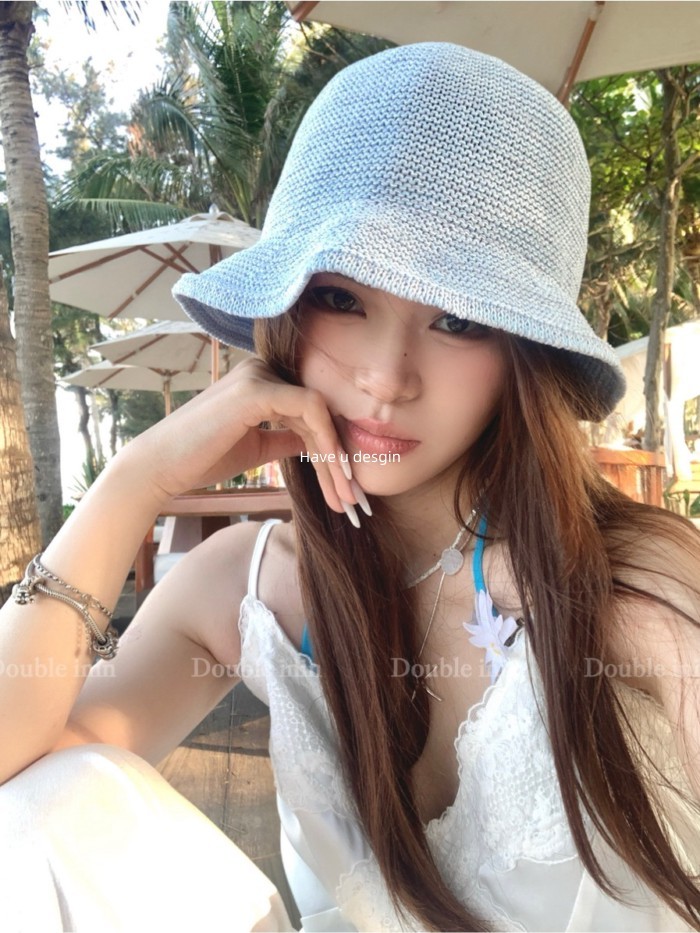Nón nữ phiên bản Hàn Quốc nhỏ, màu trơn tươi, phù hợp du lịch và chống nắng mùa hè