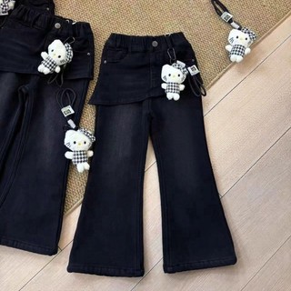 Quần jean có rèm che mông cho bé gái quần xuân thu bé gái quần bootcut bé gái quần ôm mùa xuân thu