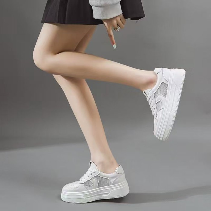 Giày thể thao đế mềm thông thường phong cách Trung Hoa mới xuân thu màu trắng lưới thoáng khí đế dà