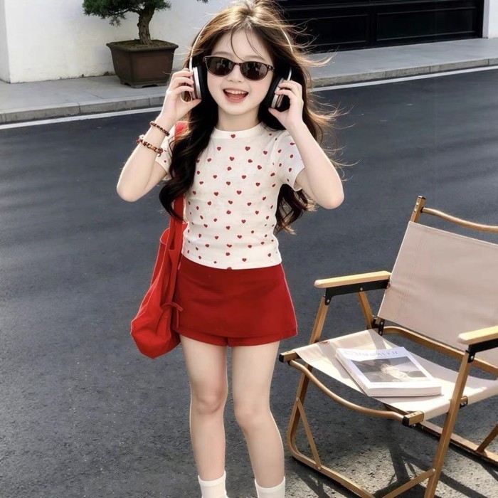 Bộ đồ mùa hè dành cho bé gái Phong cách mới Áo thun ngắn tay thời trang dành cho bé gái Váy đ