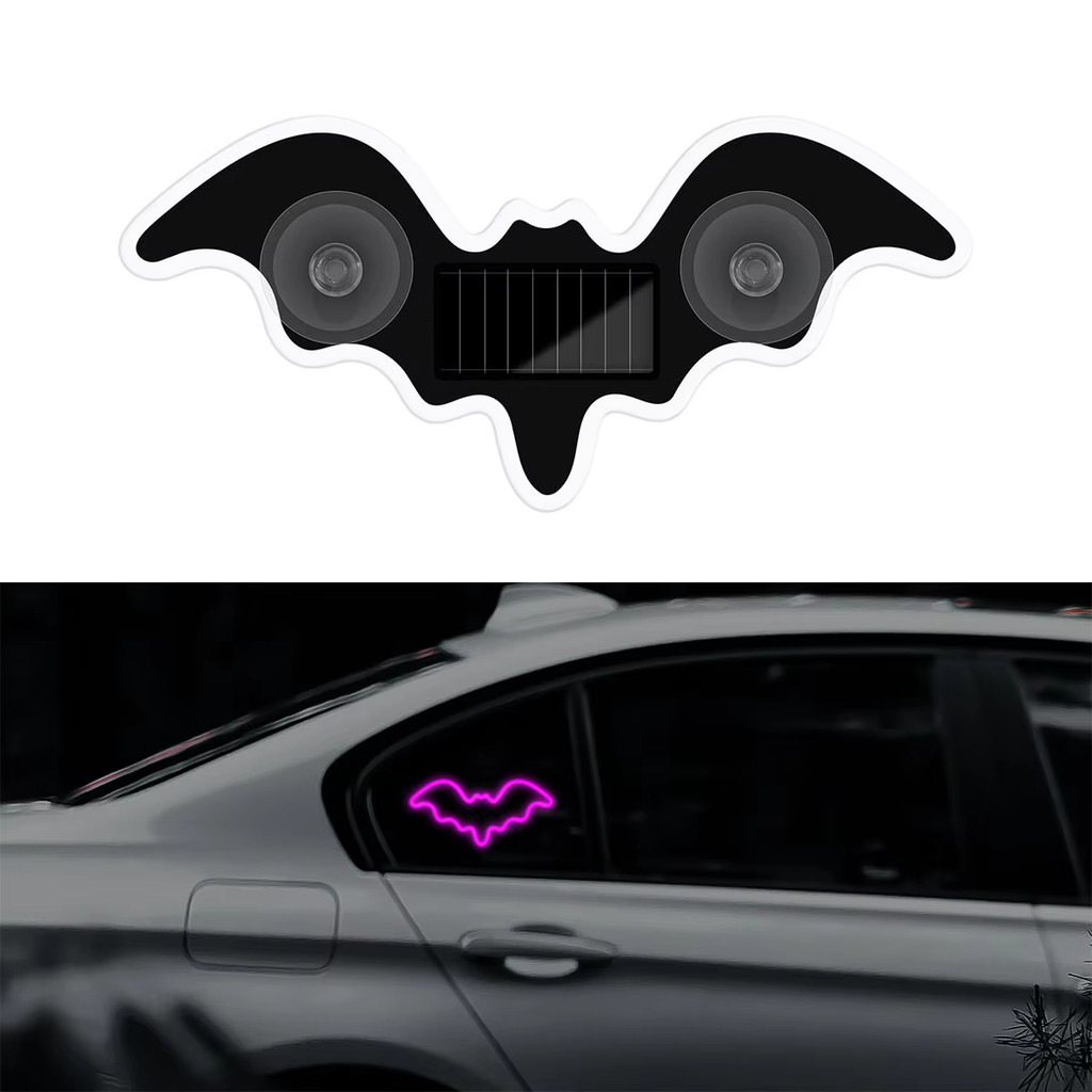 2 Chiếc Sáng Tạo Chạy Bằng Năng Lượng Mặt Trời Xe Neon Ánh Sáng Không Dây Thoáng Mát Demon Bat Led Ánh Sáng Xung Quanh Cốc Hút USB Sạc Khí Quyển Thở