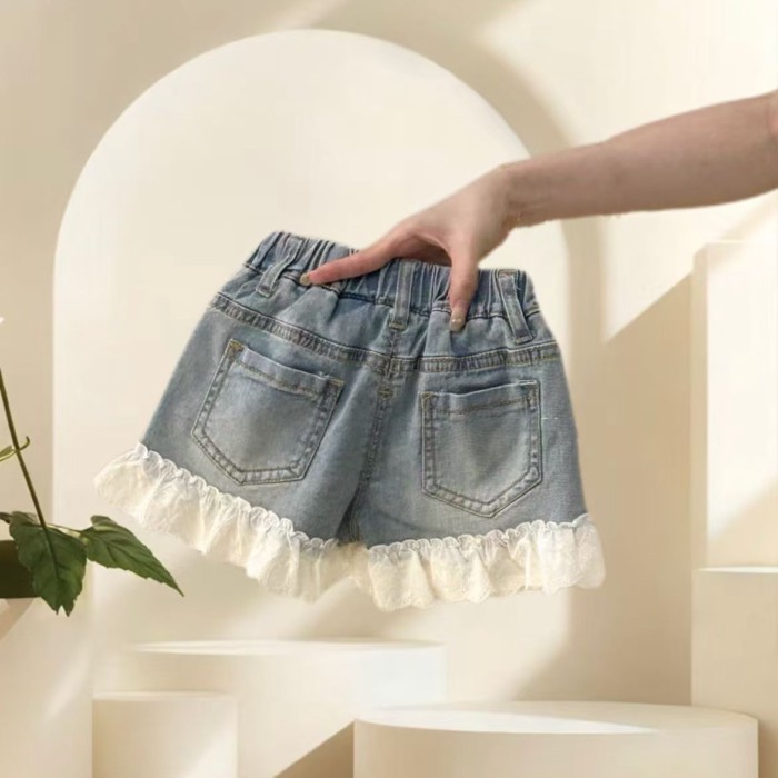 Quần Short Denim Phong Cách Mới Cho Bé Gái Quần Short Denim dáng Rộng Thời Trang