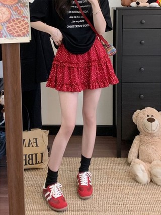 Váy chấm bi đỏ size cho nữ, váy hè đẹp, lưng cao, giảm béo, váy tutu bánh chữ A