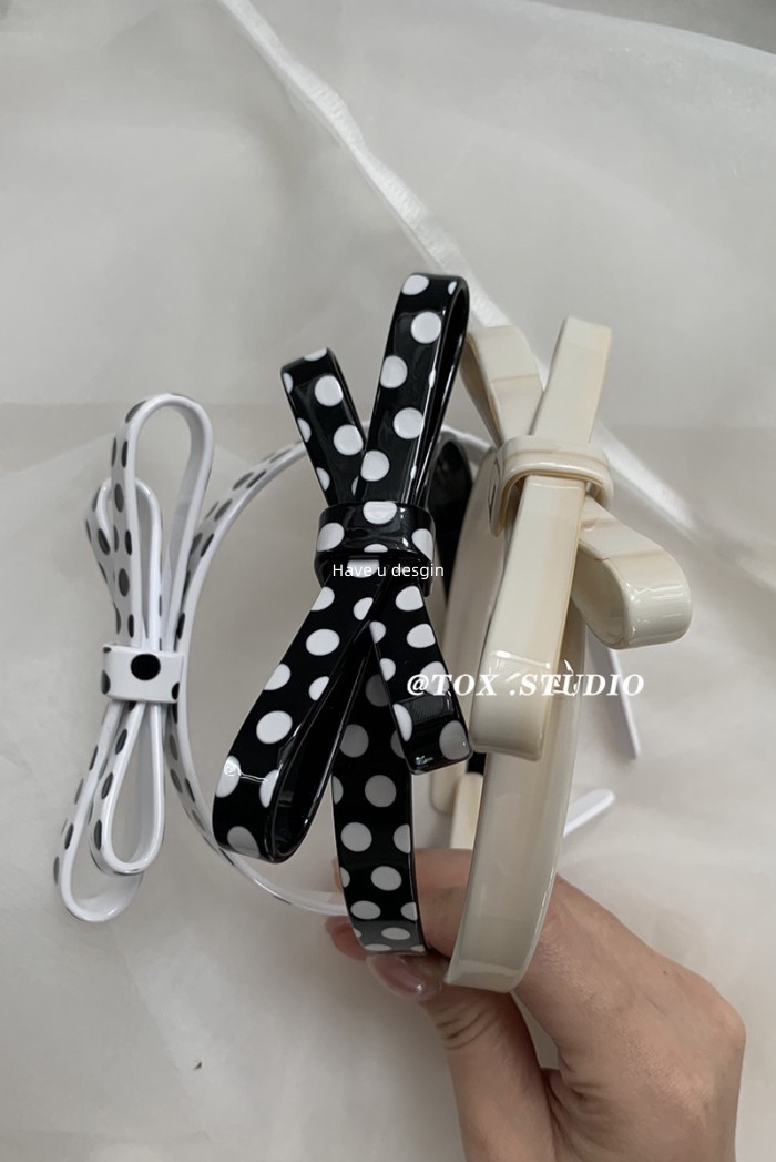 Have u desgin Hàn Quốc Dễ Thương Cầm Tay Nơ Acetate Chấm Bi Băng Đô Phù Hợp Với Chống Trơn Trượt Thời Trang Tinh Tế Phụ Kiện Tóc
