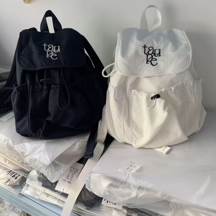 Ba Lô Hàn Quốc Mới Niche Thiết Kế Nylon Du Lịch, Có Dây Rút Ngoài Trời Công Suất Lớn Cổ Ba Lô