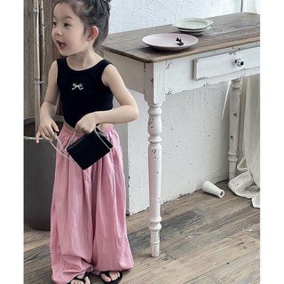 Áo yếm hở lưng hở lưng phong cách Hàn Quốc cho bé gái mùa hè nơ cổ chữ U áo hở rốn ôm sát cho bé gá