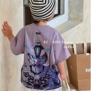 Áo thun bé trai ngắn tay mùa hè bé trai hoạt hình Mecha Áo thun trẻ em vừa và nhỏ nguyên chất cotto