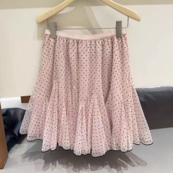 Thời trang xuân hè váy lưới mới phiên bản Hàn Quốc váy chấm bi váy chữ A dễ thương và đa năng