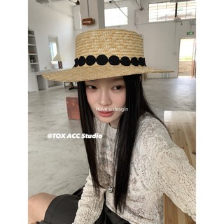 Have u desgin Phong Cách Hàn Quốc Ngày Lễ Phong Cách Châu Âu Mỹ Ngày Lễ Ren Miếng Dán Lúa Mì Rơm Phẳng Mũ Rơm Chống Nắng Mũ Đi Biển