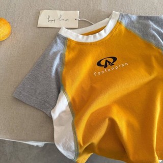 Áo thun cotton ngắn tay trẻ em mùa hè bé trai thương hiệu chữ raglan tay áo thể thao đa năng