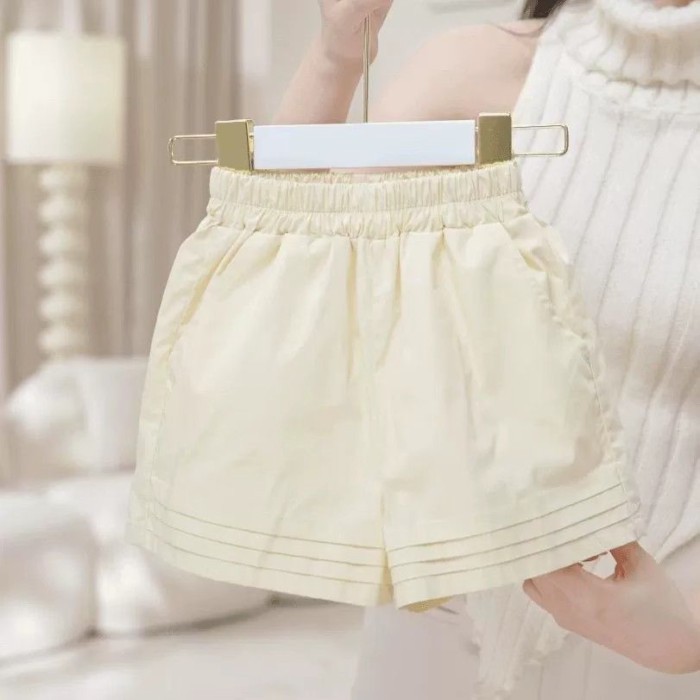 Phong Cách Nữ Xù Không Tay Phối Hoa Quần Short Bộ Đồ Mùa Hè Bé Gái Cotton Nguyên Chất Phong Cách