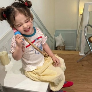 Trang phục bé gái Áo thun ngắn tay mềm mại dễ thương Áo thun thời trang bé gái dễ thương