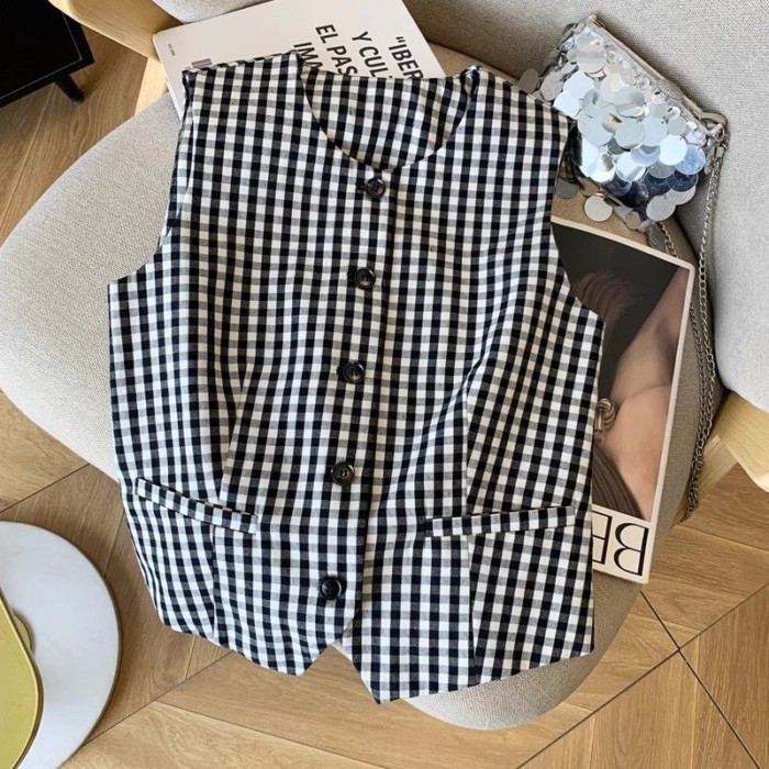 Áo buộc dây lưng sau cho nữ mặc vào mùa hè, áo cardigan ngắn vest đơn ngực cổ điển