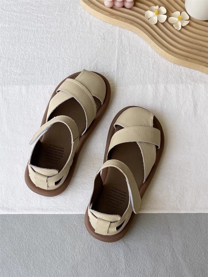 Giày học sinh đế bằng nữ, sandal đế mềm đa năng phong cách retro mũi nhọn, giày La Mã thông t