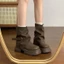 Retro Maillard Tăng Chiều Cao Giày Boot Cổ Ngắn Cho Nữ Mùa Xuân Và Mùa Hè Mới Nhỏ Giày Bốt Ma